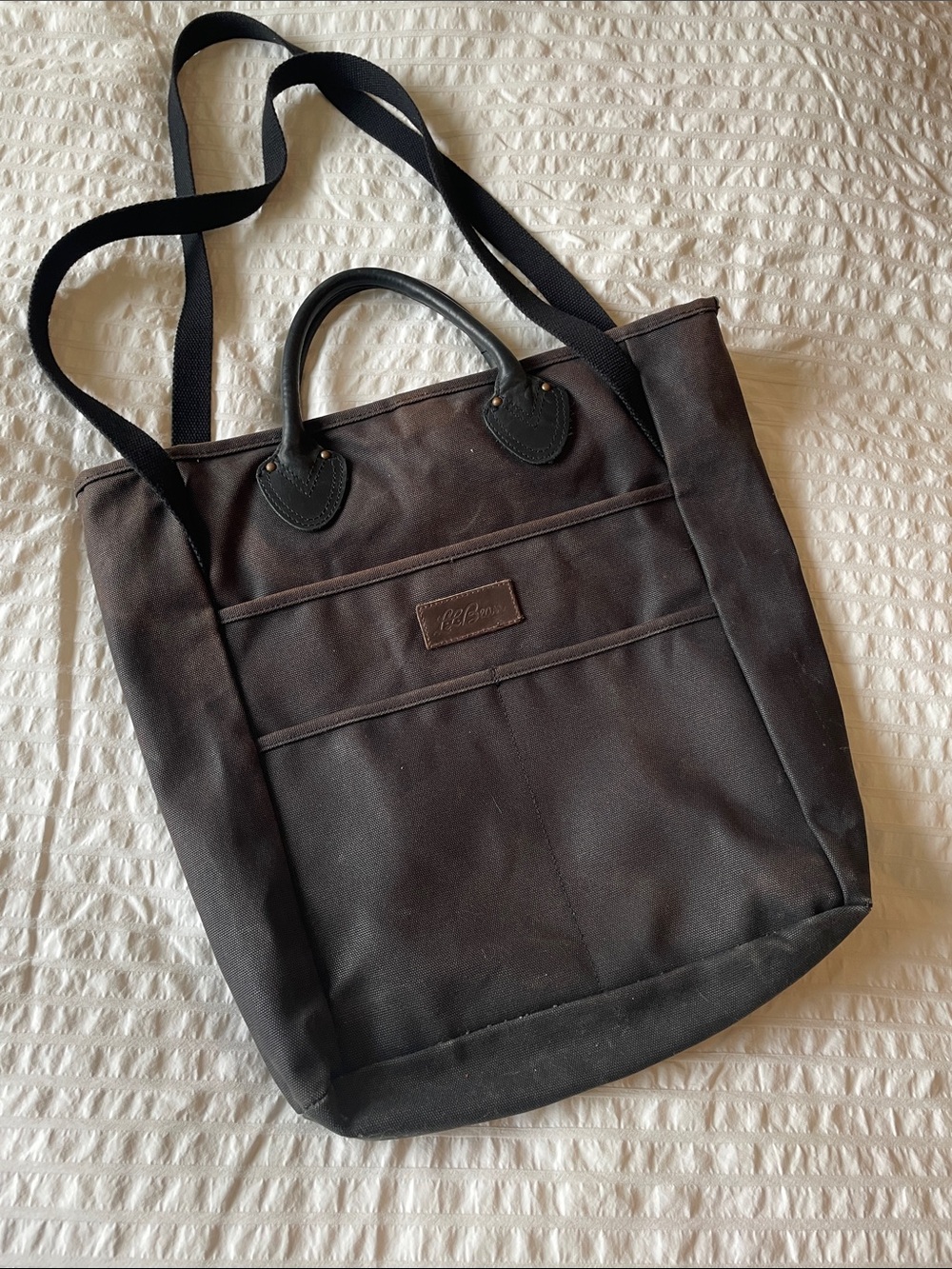 L.L. Bean Black Canvas Tote with Dual Carry Straps